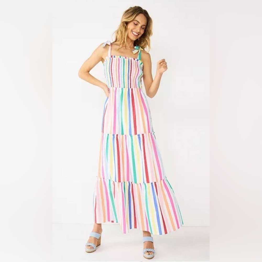 Draper James Multicolor Striped Maxi Dress